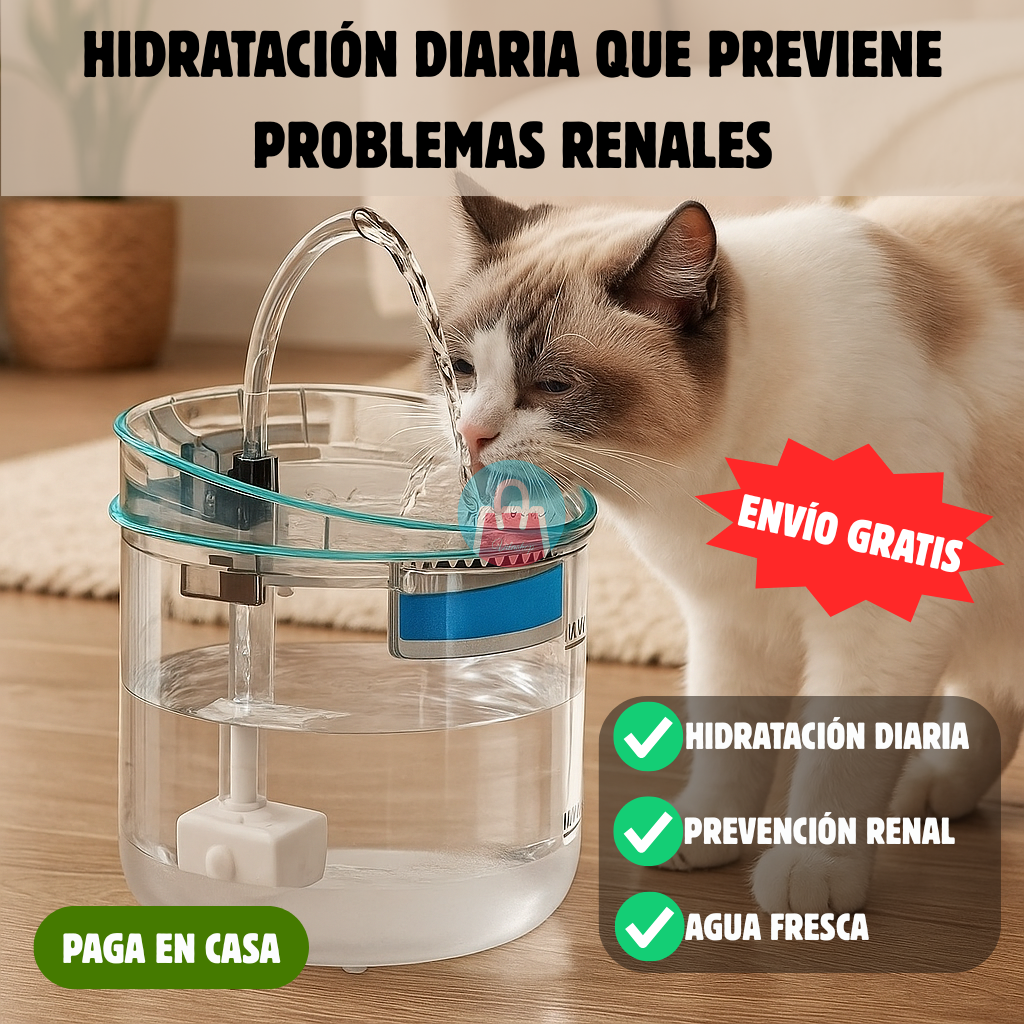 Bebedero Automático para Mascotas – Agua en movimiento – Previene problemas renales en pocos días