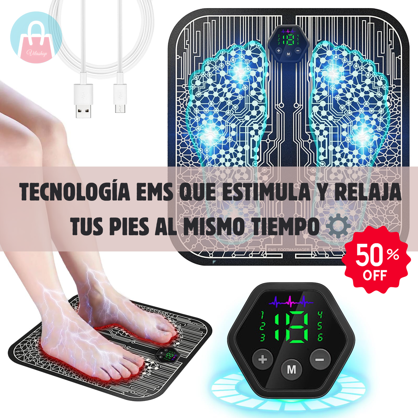 🦶Masajeador FootZen EMS – Relaja tus pies en minutos 🕒, sin moverte del sillón 🛋️