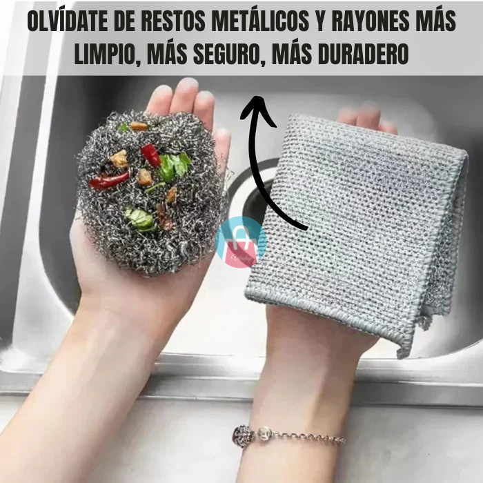 Paños MetalClean (Pack x5) – 💪✨ Poder metálico para una limpieza profunda sin rayones