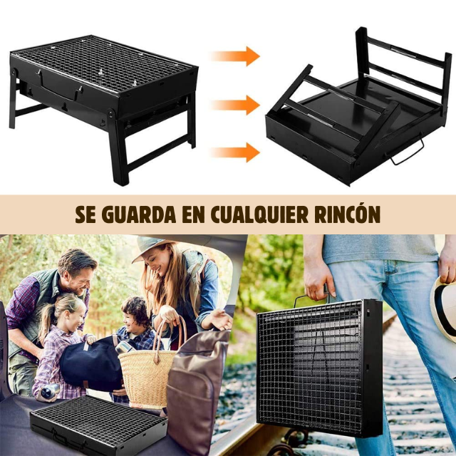 Parrilla a Carbón Portátil – Arma Fácil y Ahorra Espacio
