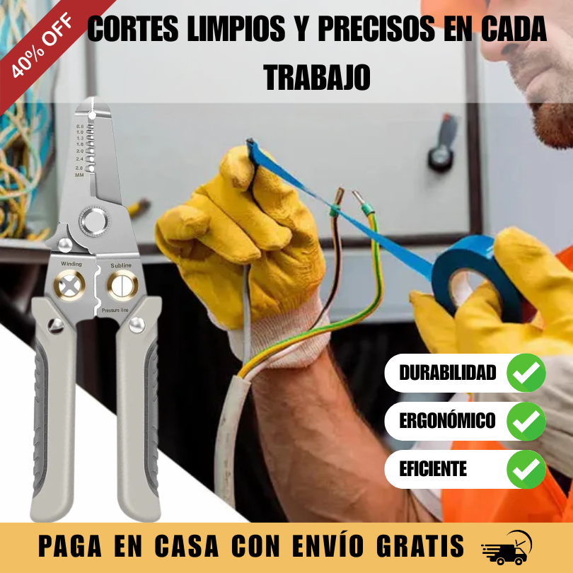 Alicate Profesional 3 en 1 – Pela y Corta Cables